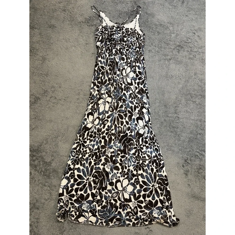 LOFT Maxi Dress Womens Small Blue Brown Floral Sleeveless Tropic Cute Boho
